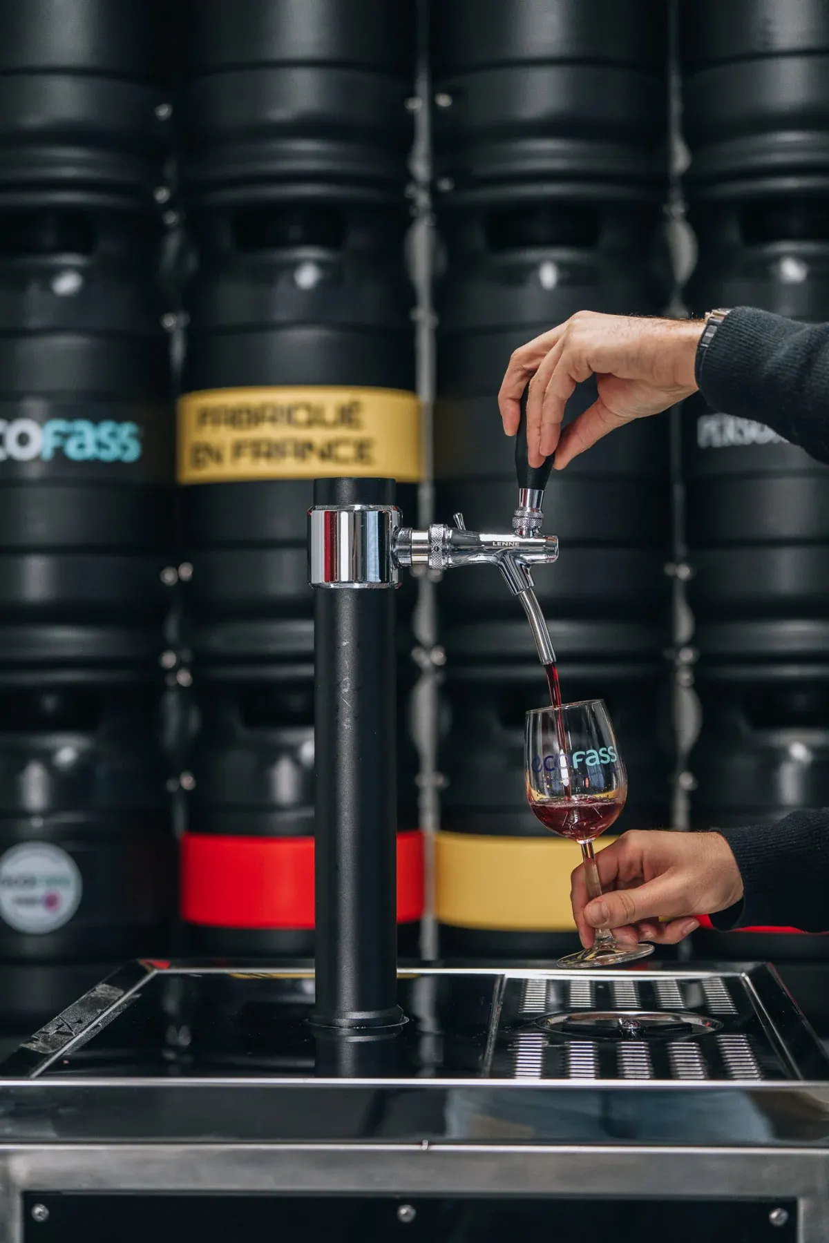 Glass of red wine served at the ECOFASS tap
